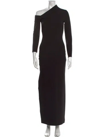 Pre-owned Solace London One-shoulder Long Dress In Black
