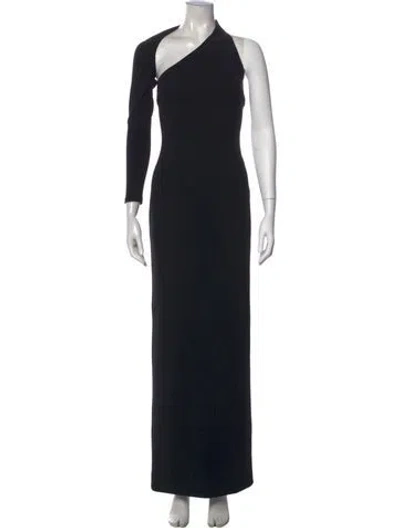 Pre-owned Solace London One-shoulder Long Dress In Black