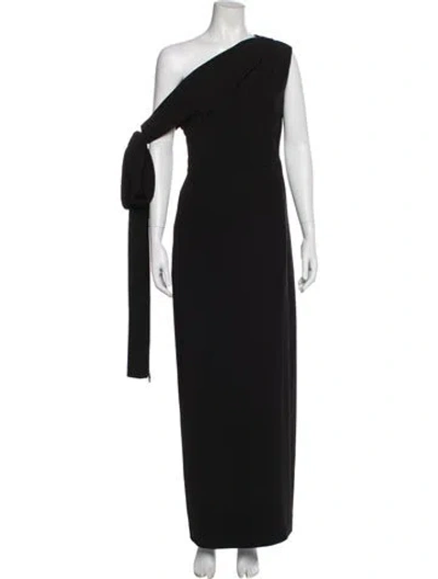 Pre-owned Solace London One-shoulder Long Dress In Black