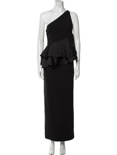 Pre-owned Solace London One-shoulder Long Dress In Black