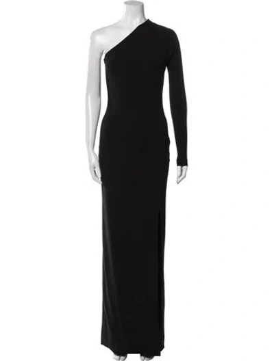 Pre-owned Solace London One-shoulder Long Dress In Black