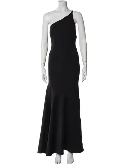 Pre-owned Solace London One-shoulder Long Dress In Black