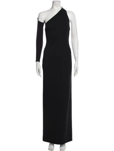 Pre-owned Solace London One-shoulder Long Dress In Black
