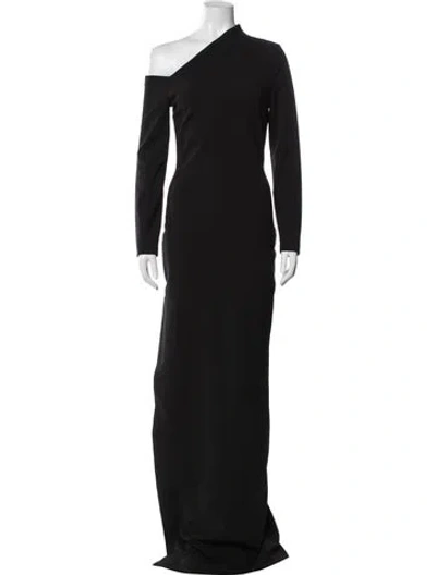Pre-owned Solace London One-shoulder Long Dress In Black