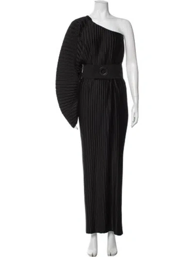 Pre-owned Solace London One-shoulder Long Dress In Black