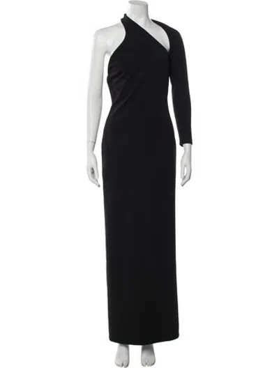 Pre-owned Solace London One-shoulder Long Dress In Black
