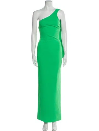 Pre-owned Solace London One-shoulder Long Dress In Green