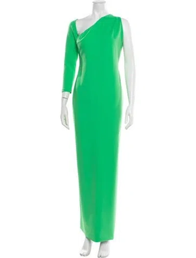 Pre-owned Solace London One-shoulder Long Dress In Green