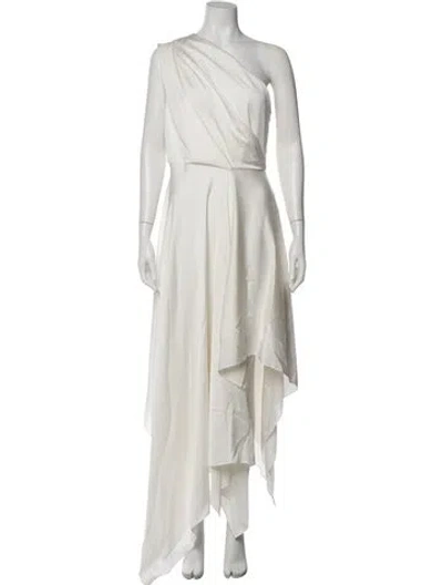 Pre-owned Solace London One-shoulder Long Dress In Neutral