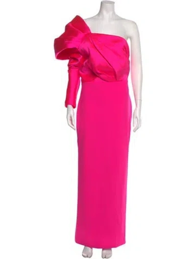 Pre-owned Solace London One-shoulder Long Dress In Pink