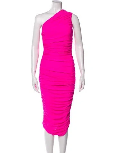 Pre-owned Solace London One-shoulder Long Dress In Pink