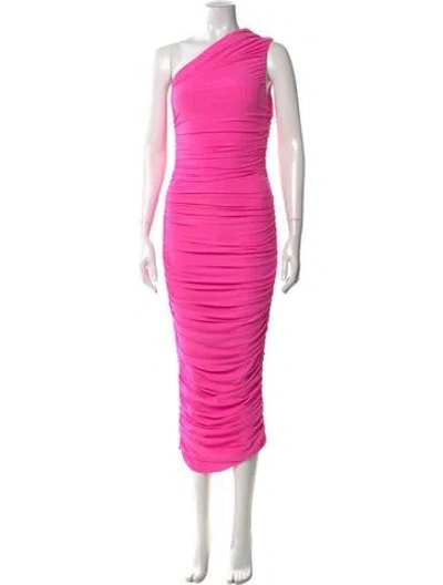 Pre-owned Solace London One-shoulder Long Dress In Pink