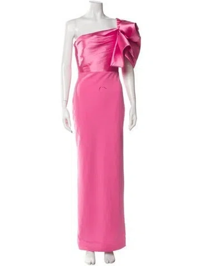Pre-owned Solace London One-shoulder Long Dress In Pink
