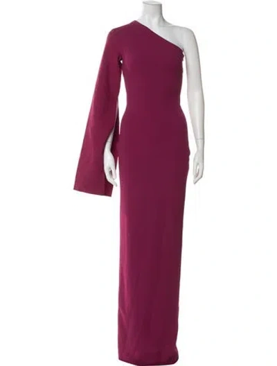 Pre-owned Solace London One-shoulder Long Dress In Purple