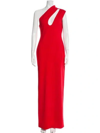 Pre-owned Solace London One-shoulder Long Dress In Red