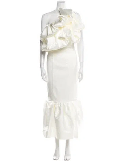 Pre-owned Solace London One-shoulder Long Dress In White