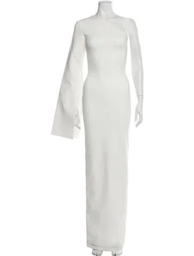 Pre-owned Solace London One-shoulder Long Dress In White