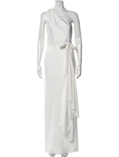 Pre-owned Solace London One-shoulder Long Dress In White