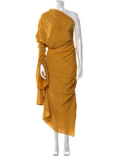 Pre-owned Solace London One-shoulder Long Dress In Yellow
