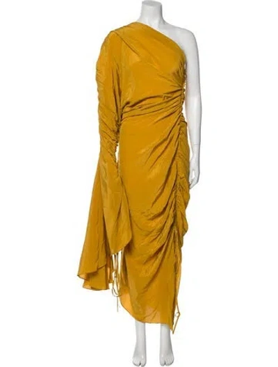 Pre-owned Solace London One-shoulder Long Dress In Yellow