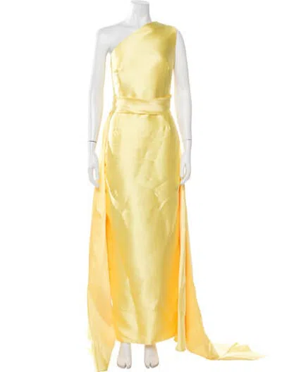 Pre-owned Solace London One-shoulder Long Dress In Yellow