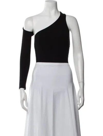 Pre-owned Solace London One-shoulder Long Sleeve Crop Top In Black