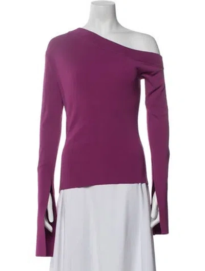 Pre-owned Solace London One-shoulder Long Sleeve Top In Purple