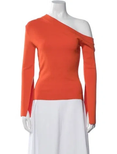 Pre-owned Solace London One-shoulder Long Sleeve Top W/ Tags In Orange