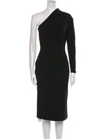 Pre-owned Solace London One-shoulder Midi Length Dress In Black