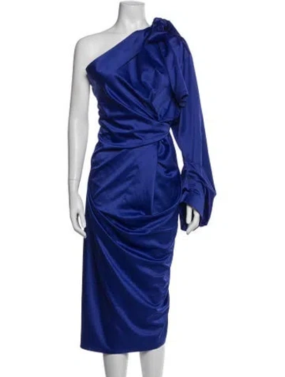 Pre-owned Solace London One-shoulder Midi Length Dress In Blue