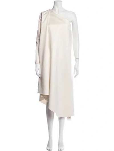 Pre-owned Solace London One-shoulder Midi Length Dress In Neutral