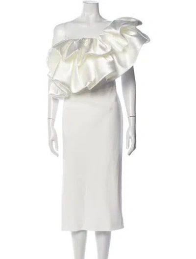 Pre-owned Solace London One-shoulder Midi Length Dress In Neutral