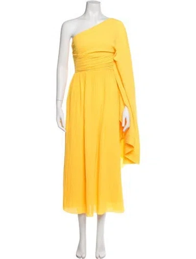 Pre-owned Solace London One-shoulder Midi Length Dress In Orange