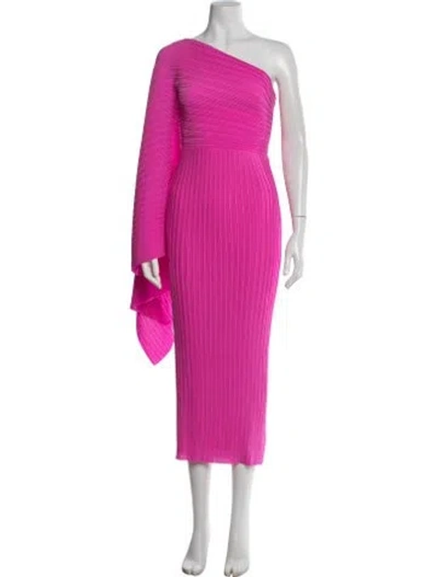 Pre-owned Solace London One-shoulder Midi Length Dress In Pink