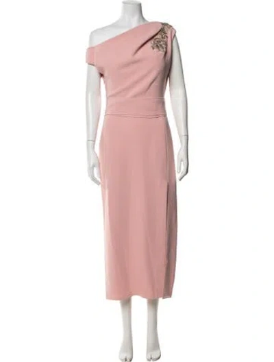 Pre-owned Solace London One-shoulder Midi Length Dress In Pink