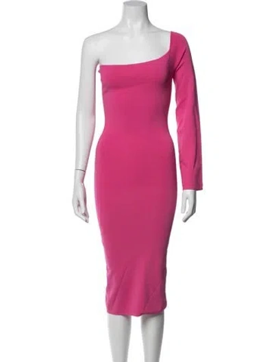 Pre-owned Solace London One-shoulder Midi Length Dress In Pink