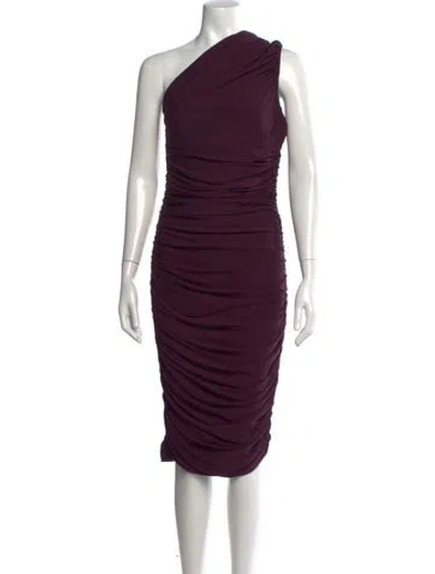 Pre-owned Solace London One-shoulder Midi Length Dress In Purple