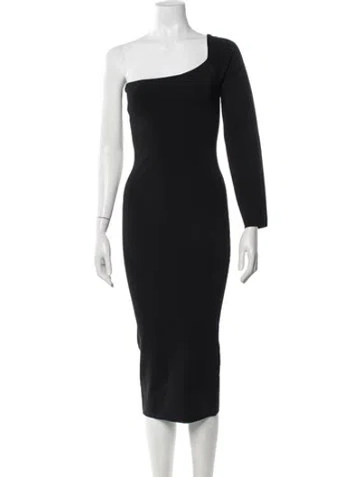Pre-owned Solace London One-shoulder Midi Length Dress W/ Tags In Black