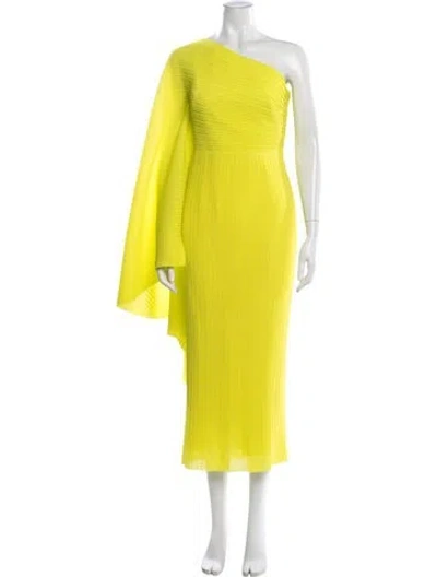 Pre-owned Solace London One-shoulder Midi Length Dress In Yellow