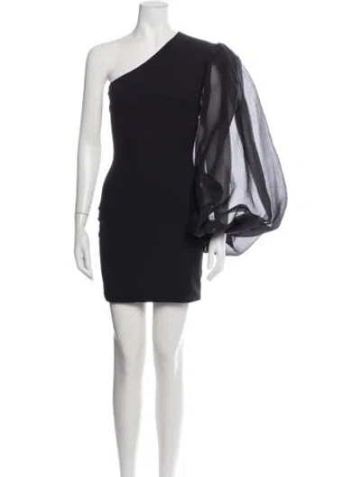 Pre-owned Solace London One-shoulder Mini Dress In Black
