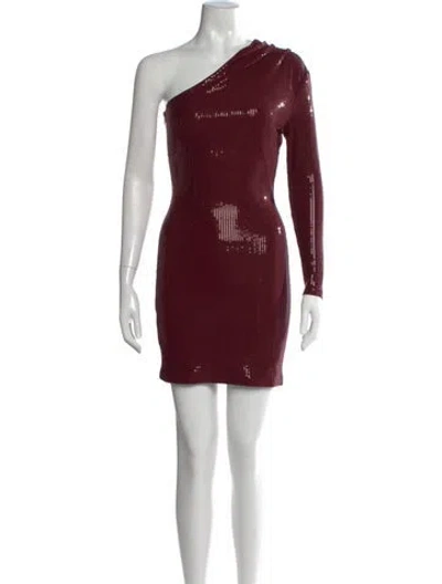 Pre-owned Solace London One-shoulder Mini Dress In Burgundy