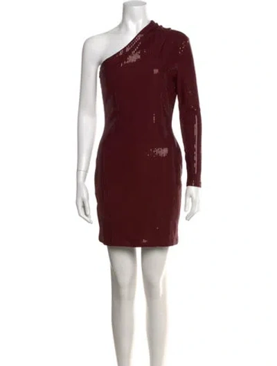Pre-owned Solace London One-shoulder Mini Dress In Burgundy