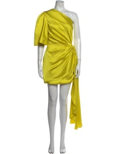 Pre-owned Solace London One-shoulder Mini Dress In Metallic/yellow