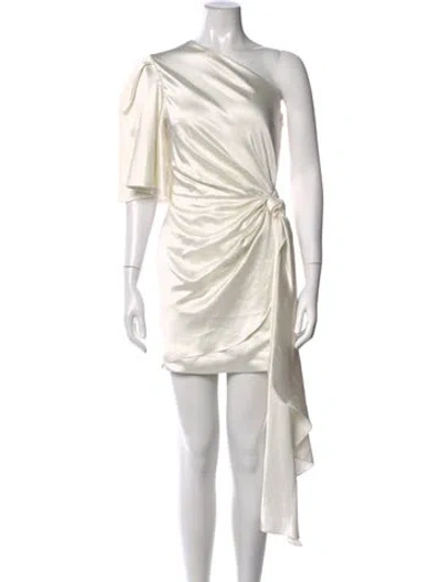 Pre-owned Solace London One-shoulder Mini Dress In Neutrals