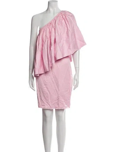 Pre-owned Solace London One-shoulder Mini Dress In Pink