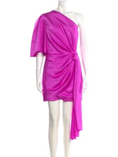 Pre-owned Solace London One-shoulder Mini Dress In Purple
