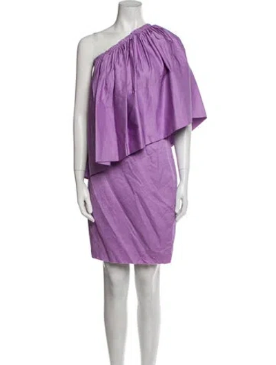 Pre-owned Solace London One-shoulder Mini Dress In Purple