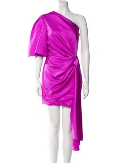 Pre-owned Solace London One-shoulder Mini Dress In Purple
