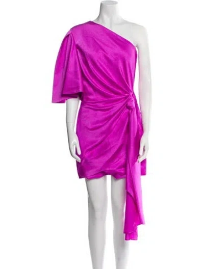 Pre-owned Solace London One-shoulder Mini Dress In Purple