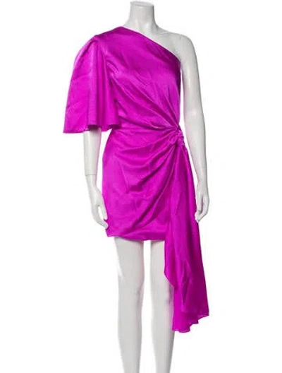 Pre-owned Solace London One-shoulder Mini Dress In Purple